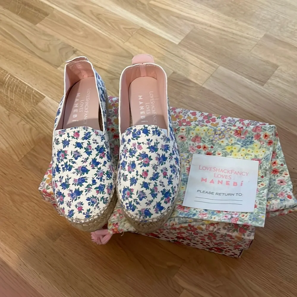 New loveshackfancy x manebi platform espadrilles in blue jay song